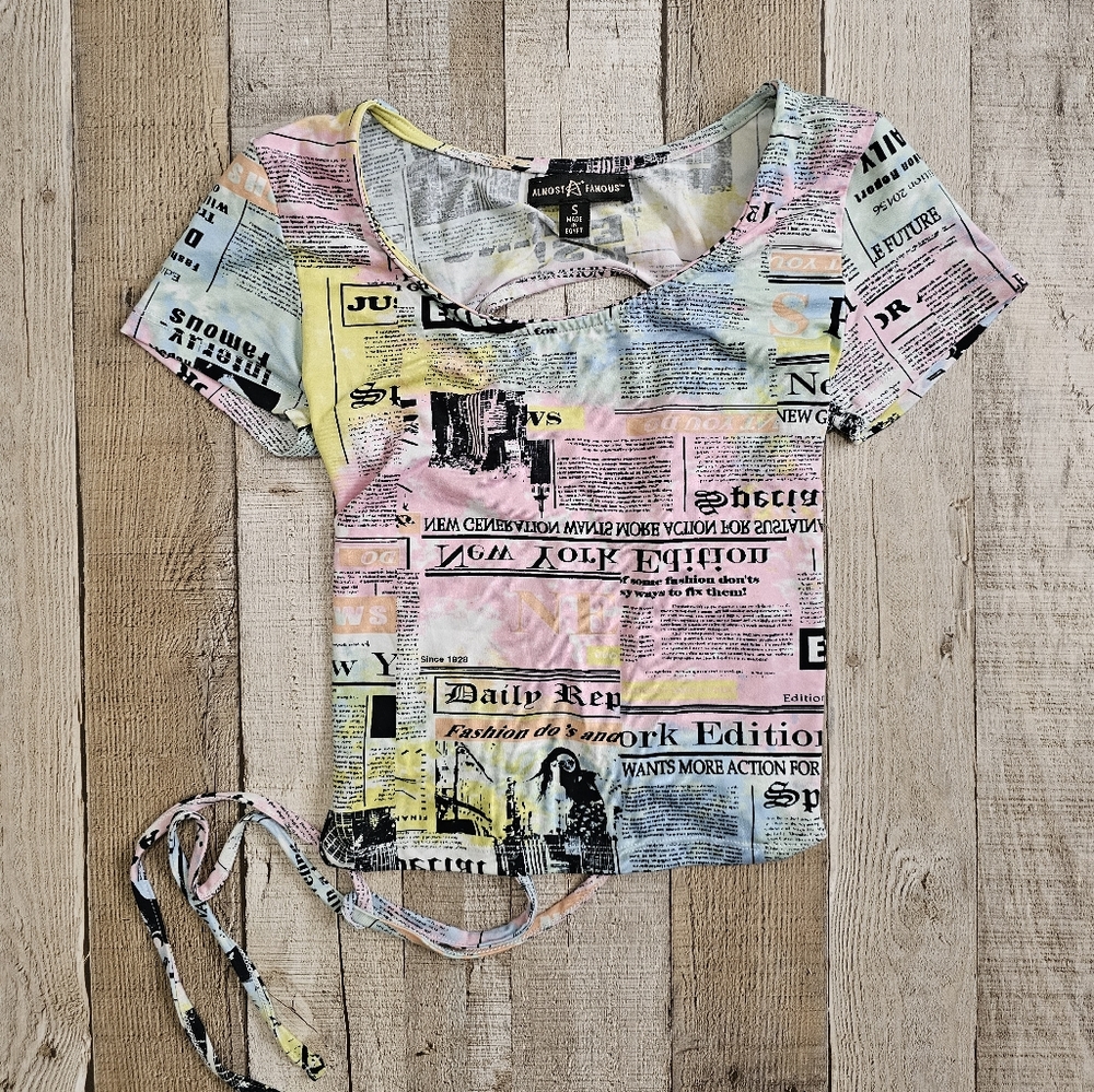 New York news paper pattern top